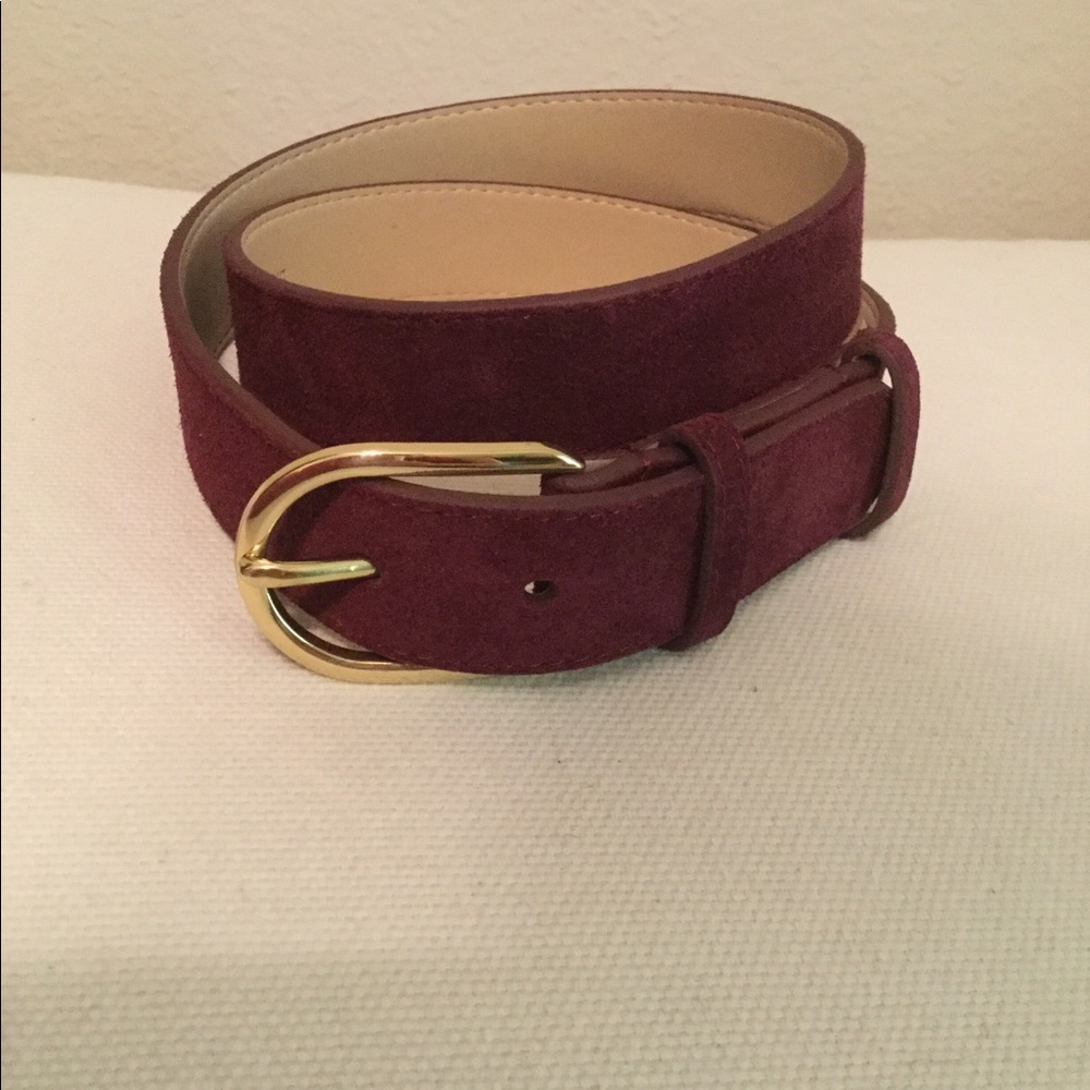 Suede belt with gold buckle